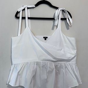 V-Neck Tie Strap Faux Wrap Peplum Tank